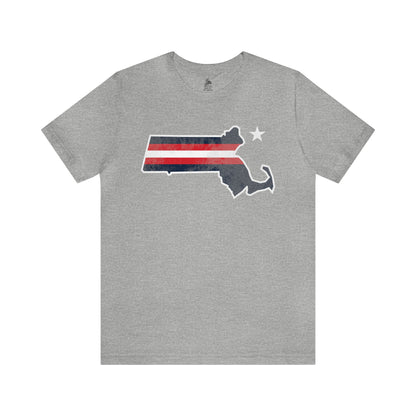 New England State Stripes Football Tailgate Unisex Short Sleeve Ringspun Softstyle T-Shirt