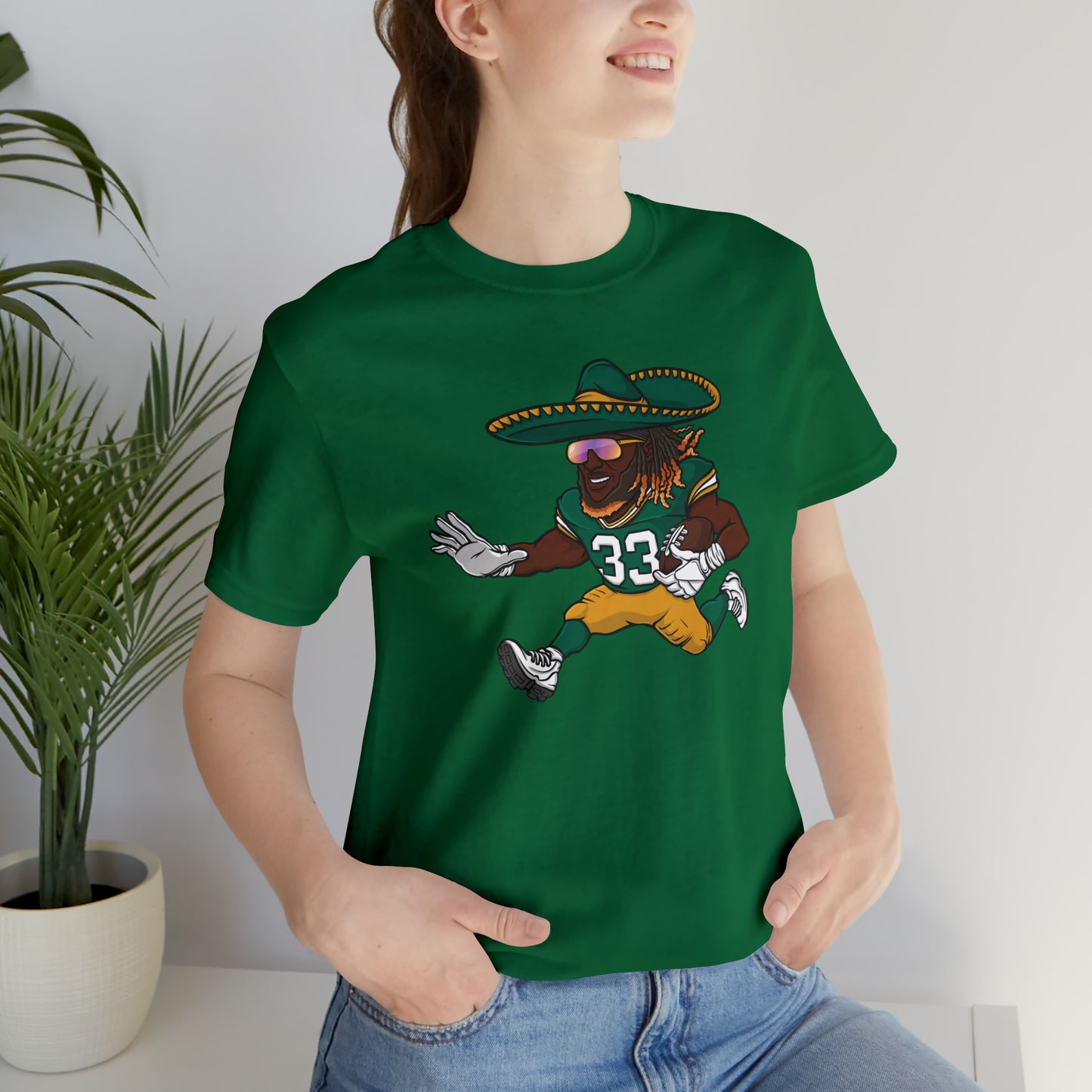 Loxley Aaron Jones Green Bay Football Unisex Short Sleeve Ringspun Softstyle Jersey Knit T-Shirt