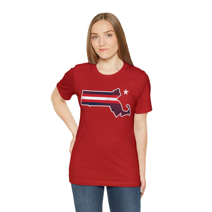 New England State Stripes Football Tailgate Unisex Short Sleeve Ringspun Softstyle T-Shirt