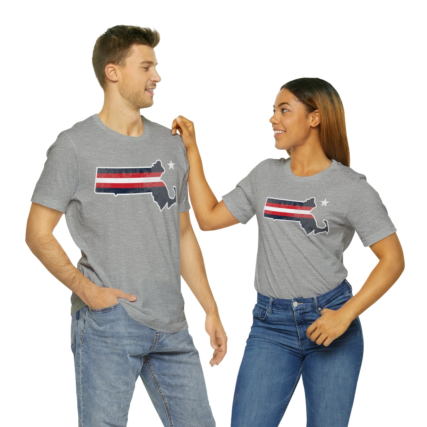 New England State Stripes Football Tailgate Unisex Short Sleeve Ringspun Softstyle T-Shirt