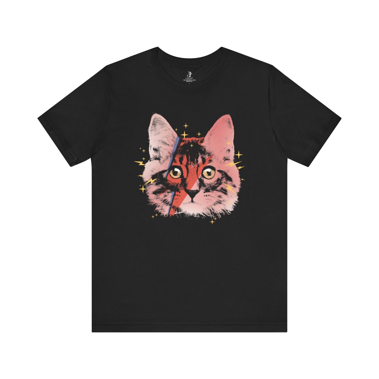 Bowie Cat Rock and Roll Unisex Short Sleeve T-Shirt