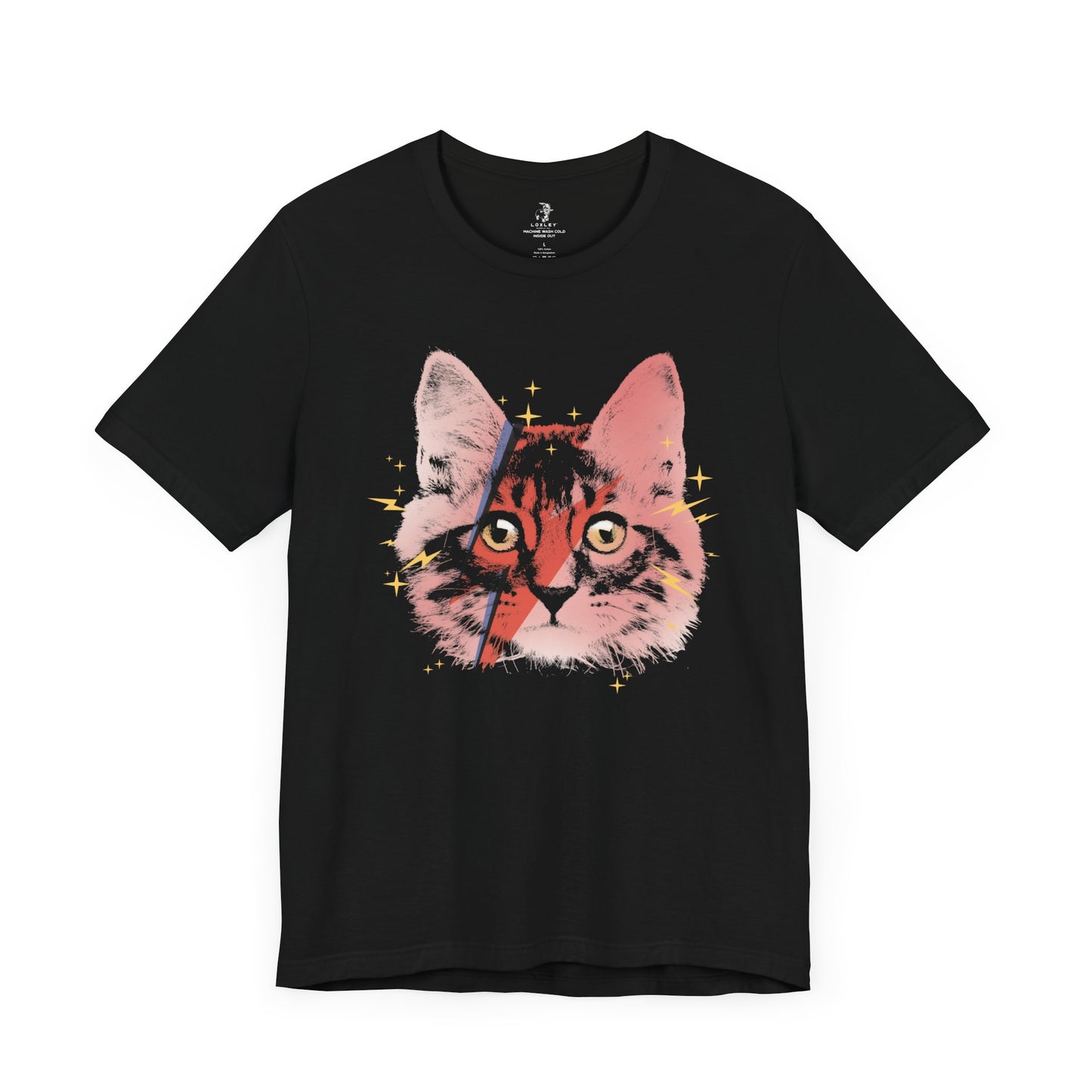 Bowie Cat Rock and Roll Unisex Short Sleeve T-Shirt