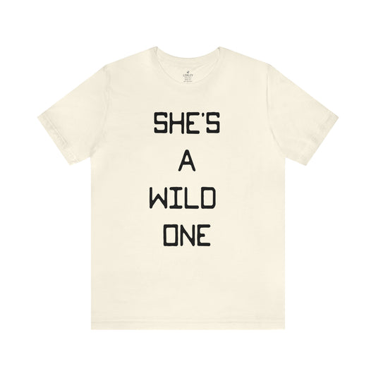 She's A Wild One Unisex Short Sleeve Ringspun Softstyle Jersey Nit T-Shirt