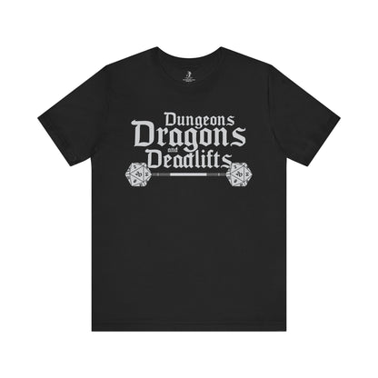 Dungeons Dragons and Deadlifts Unisex Short Sleeve Gym T-Shirt