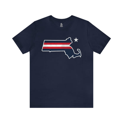 New England State Stripes Football Tailgate Unisex Short Sleeve Ringspun Softstyle T-Shirt