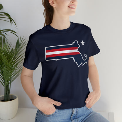 New England State Stripes Football Tailgate Unisex Short Sleeve Ringspun Softstyle T-Shirt