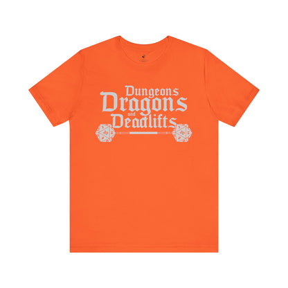 Dungeons Dragons and Deadlifts Unisex Short Sleeve Gym T-Shirt