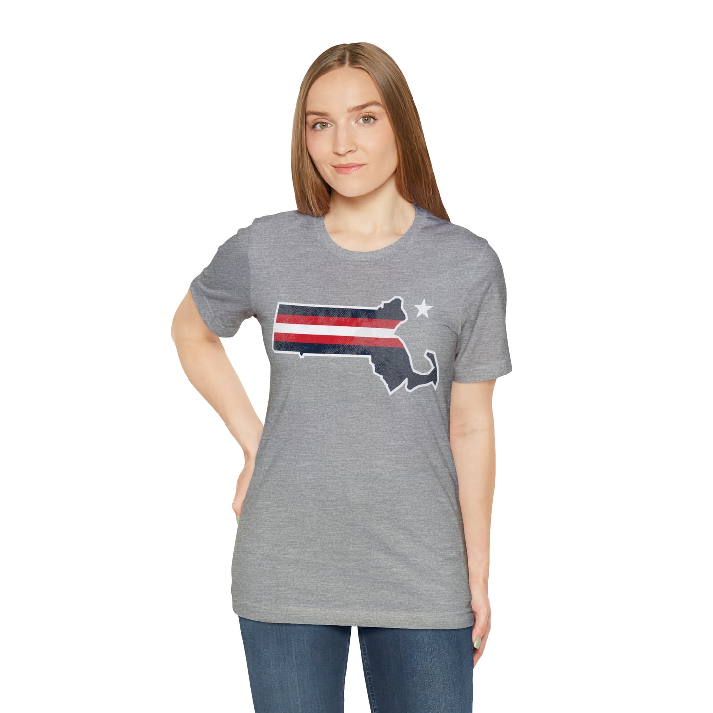 New England State Stripes Football Tailgate Unisex Short Sleeve Ringspun Softstyle T-Shirt