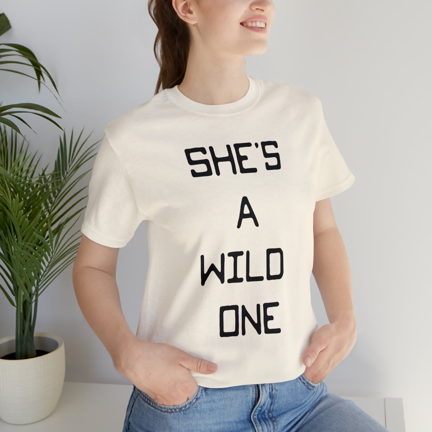 She's A Wild One Unisex Short Sleeve Ringspun Softstyle Jersey Nit T-Shirt